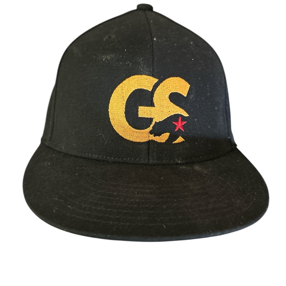 California 210 six panel “GS” Fitted Hat Sz 7 1/4 - 7 3/4.. Gold/Black